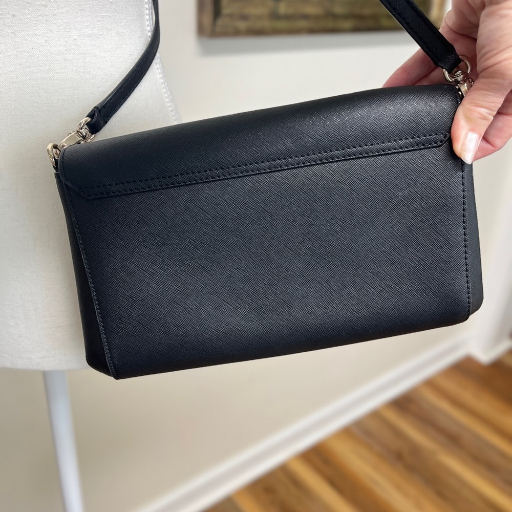 Kate Spade Black Crossbody, EUC with silver tone Chain Strap/ hardware. - Picture 7 of 15